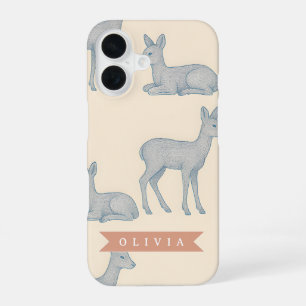 Coque iPhone 16 Motif personnalisé de cerf forestier, nature rusti
