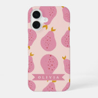 Motif personnalisé de poire rose, joli fruit fémin