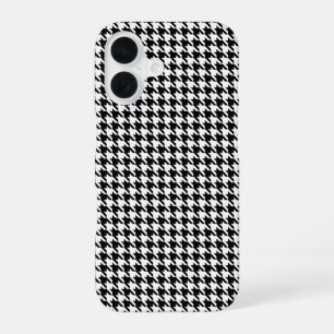 Coque iPhone 16 Motif pied-de-poule géométrique noir et blanc