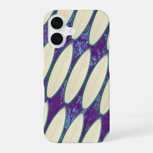 Coque iPhone 16 motif planches de surf blanches (Verso)