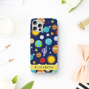Coque iPhone 16 Motif, Planètes, Étoiles, Cosmos, Votre Nom
