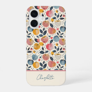 Coque iPhone 16 Motif Pomme avec nom personnalisé