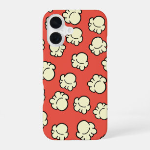 Coque iPhone 16 Motif Popcorn Soirée Ciné Rouge Gras Rétro