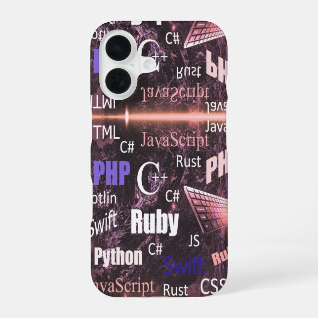 Coque iPhone 16 Motif programmeur rose (Verso)