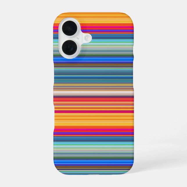 Coque iPhone 16 Motif rayé multicolore (Verso)