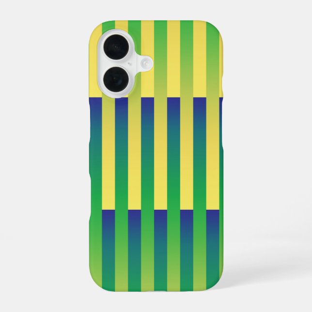 Coque iPhone 16 Motif rayé vert jaune bleu (Verso)