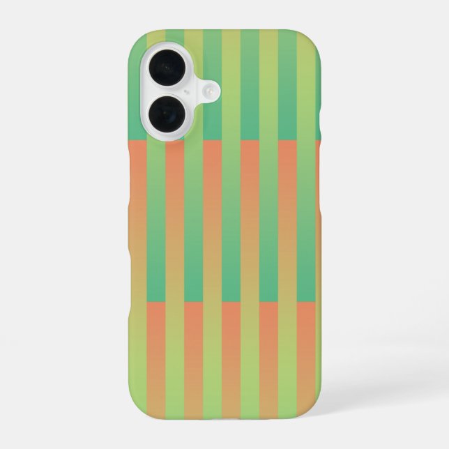 Coque iPhone 16 Motif rayé vert orange (Verso)