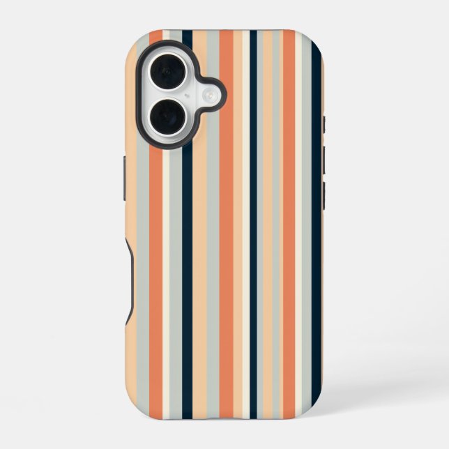 Coque iPhone 16 Motif rayé vertical coloré (Verso)