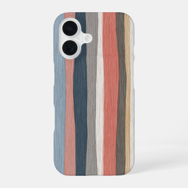 Coque iPhone 16 Motif rayures aquarelle vintage  (Verso)