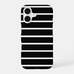 Coque iPhone 16 Motif rayures noir et blanc
