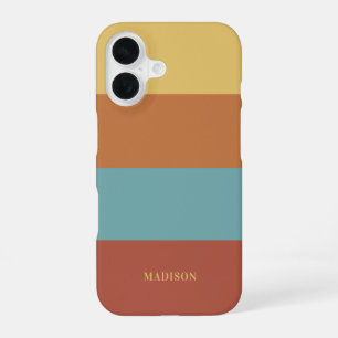Coque iPhone 16 Motif rayures nom personnalisé