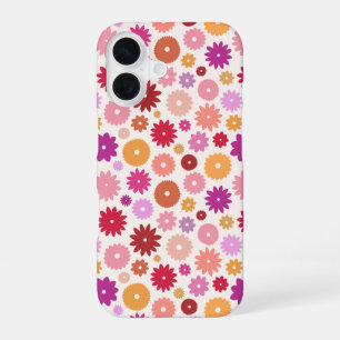 Coque iPhone 16 Motif Répétitif de Fleurs Colorées