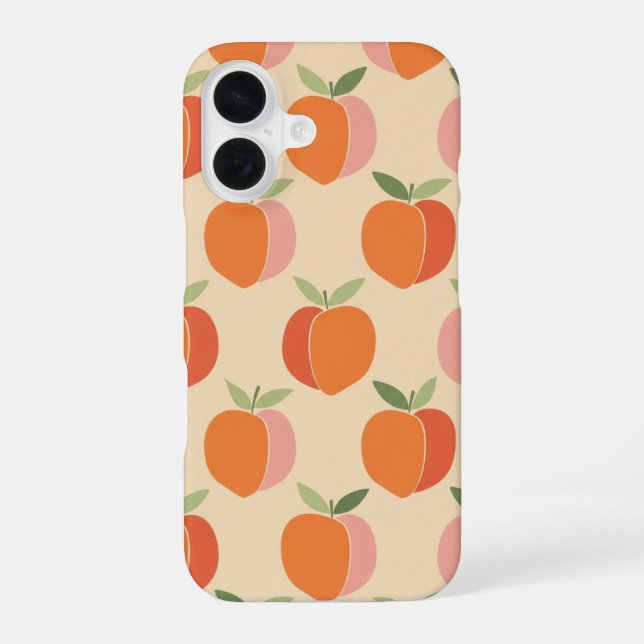 Coque iPhone 16 Motif Rétro Pêche avec Texture Granuleuse (Verso)