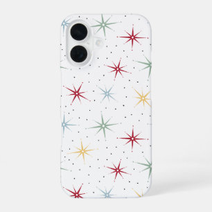 Coque iPhone 16 Motif rétro Starburst Atomique du milieu du siècle