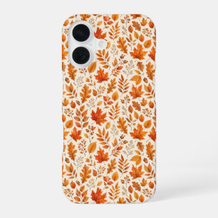 Coque iPhone 16 Motif sans couture de feuilles d'automne chaudes