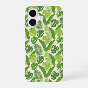 Coque iPhone 16 Motif sans couture de feuilles tropicales & Monste