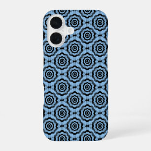 Coque iPhone 16 Motif sans couture de fleurs bleu noir