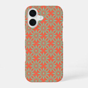 Coque iPhone 16 Motif sans couture de fleurs d'aquamarine corail