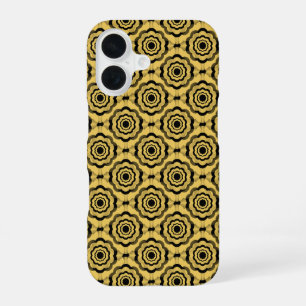 Coque iPhone 16 Motif sans couture de fleurs jaunes noires