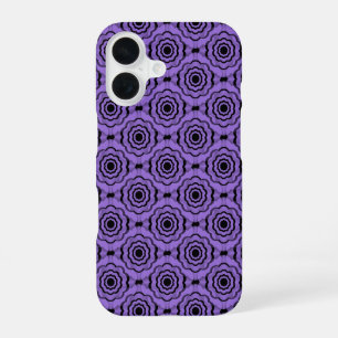 Coque iPhone 16 Motif sans couture de fleurs noir violet