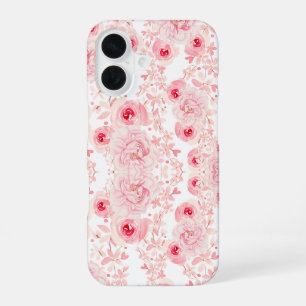Coque iPhone 16 Motif sans couture de rose à l'aquarelle rose tend