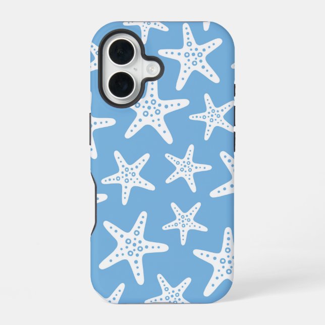 Coque iPhone 16 Motif Starfish Bleu (Verso)
