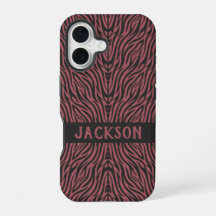 Motif Tigre en Rouge et Gris avec Nom