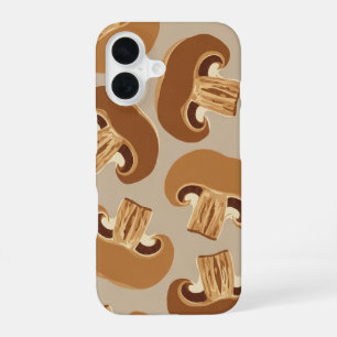Coque iPhone 16 Motif tranche de champignon marron vintage