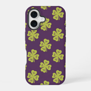 Coque iPhone 16 Motif Trèfle à Quatre Feuilles Chanceux