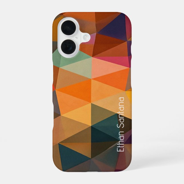 Coque iPhone 16 Motif triangle Abstrait chaud (Verso)