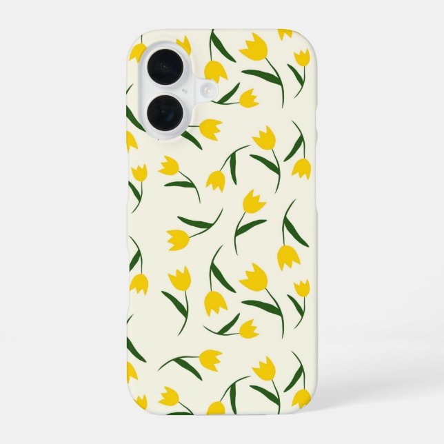 Coque iPhone 16 Motif Tulipe Jaune  (Verso)