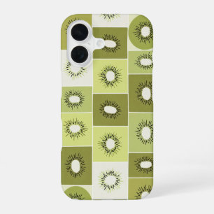 Coque iPhone 16 Motif Vintage avec Kiwis Tranchés