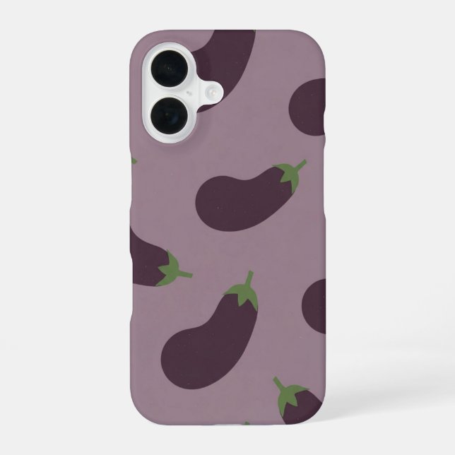 Coque iPhone 16 Motif vintage d'aubergine entière (Verso)