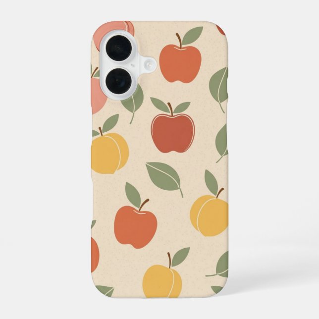 Coque iPhone 16 Motif Vintage Pomme et Pêche (Verso)
