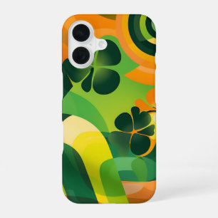 COQUE iPhone 16 MOTIFS ABSTRAITS IRLANDAIS VERT ORANGE JAUNE