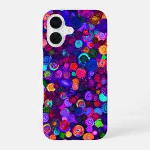 Coque iPhone 16 Motifs de cosmos en spirale colorés mignons