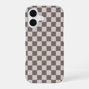 Coque iPhone 16 Motifs de crème beige, Chèque en carton À damiers