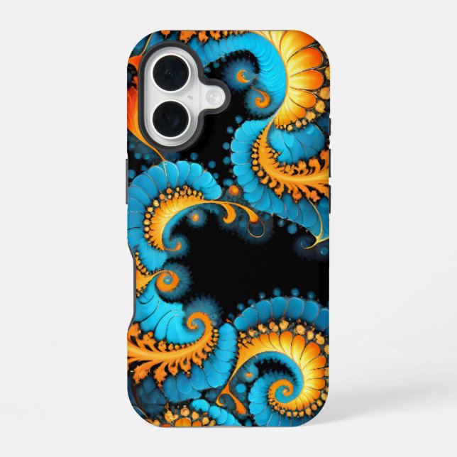 Coque iPhone 16 Motifs fractals abstraits (Verso)