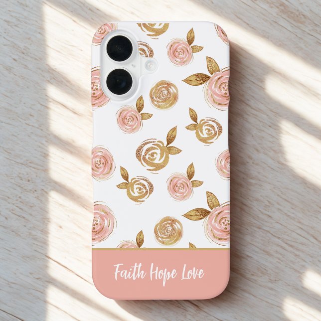 Coque iPhone 16 Motivational Quote Pink Floral Phone Case (Créateur téléchargé)
