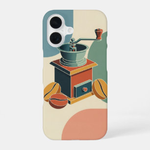 Coque iPhone 16 Moulin à café vintage stylisé