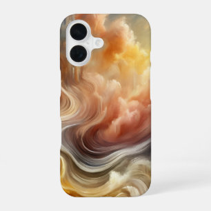 Coque iPhone 16 Murmur de Nuage Abstrait Doré Lumineux