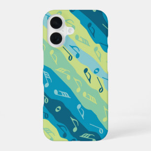 Coque iPhone 16 Musique Note Grandes Vert Et Bleu