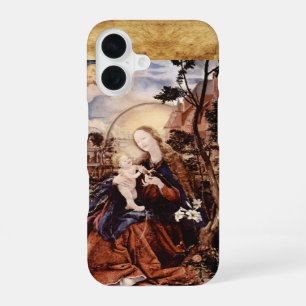 COQUE iPhone 16 NATIVITÉ AVEC LIS BLANCS - MAGIE DE NOËL