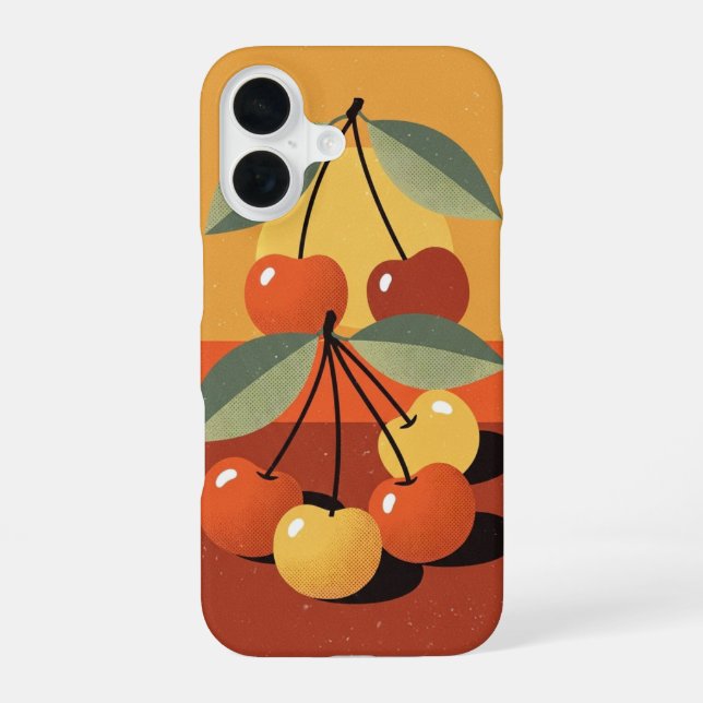 Coque iPhone 16 Nature morte vintage cerise (Verso)
