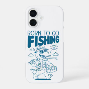 Coque iPhone 16 Né pour aller à la pêche - Cool Fish Dino T-rex Am