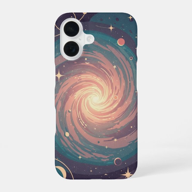 Coque iPhone 16 Nébuleuse de style vintage doux (Verso)