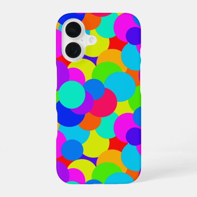 Coque iPhone 16 Neon Rainbow Fun Bubles (Verso)