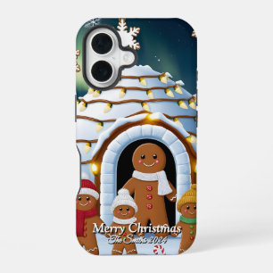 Coque iPhone 16 Noël de la famille du pain d'épices