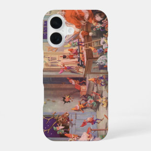 Coque iPhone 16 Noël vintage, le Père Noël avec l'atelier des luti