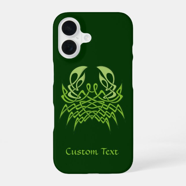 Coque iPhone 16 Nœud celtique Crabe Vert (Verso)